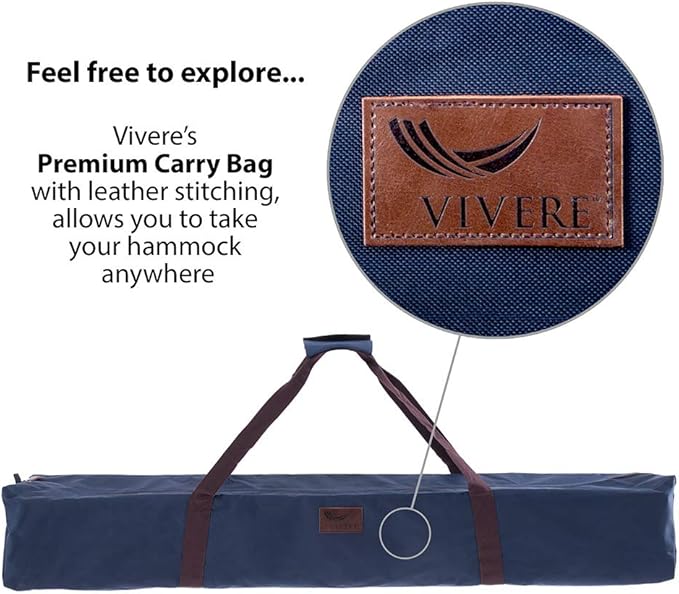 Vivere Double Polyester Hammock with Space Saving Steel Stand and Premium Carry Bag - 450 lb Capacity (Hot Pink) Vivere