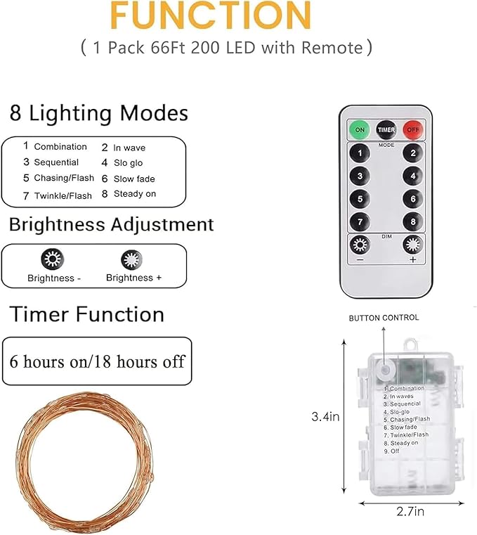 4Pack 80Ft 240LED Fairy Lights Battery Operated with Remote, Waterproof String Lights with Timer for Indoor & Outdoor, Twinkle Lights Battery Powered for Bedroom Christmas Decorations (Multicolor) BHCLIGHT