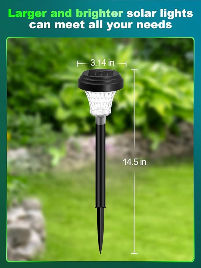 ROOR Solar Pathway Lights 16 Pack, Outdoor Solar Yard Lights, RGB Color Changing+Warm White, IP67 Waterproof LED Lights for Garden Path Backyard Christmas Lawn Landscape Decorative ROOR