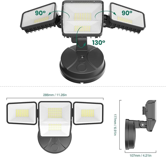 70W 7000LM LED Flood Lights Outdoor 2 Packs, Switch Controlled Security Lights with 4 Heads, Adjustable Heads, 6500K Daylight IP65 Waterproof Outside Wall Light for Backyard, Yard, Garage, Patio omibeeSolarlightsoutdoor