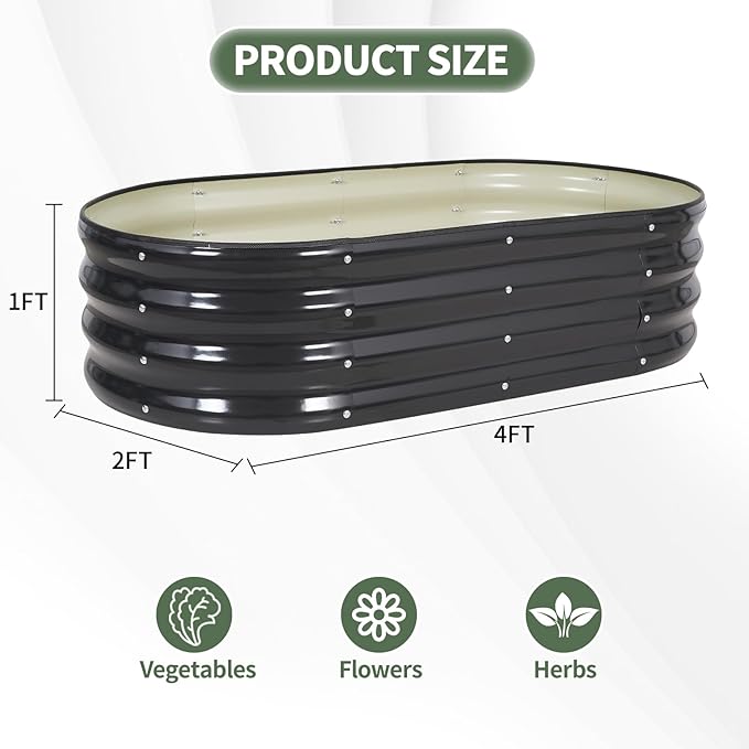 1MORE Galvanized Raised Garden Bed- Planter Garden Boxes Outdoor, Raised Beds for Gardening, 4x2x1ft Metal Garden Bed Kit for Vegetables Flower, Planter Raised Beds with Tools.Gray-2pack 1MORE
