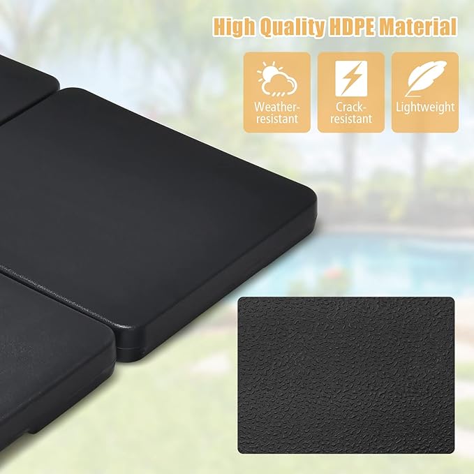 Tangkula 4Pcs 13L 220 lbs Cantilever Offset Patio Umbrella Base, Water & Sand Filled Heavy Duty Outdoor Umbrella Base, Square Umbrella Base Plate Set with Easy-Fill Spouts, Black TANGKULA