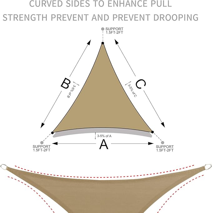 LOVE STORY 10' x 10' x 10' Triangle Grey-White Sun Shade Sail Canopy UV Block for Outdoor Patio Garden Backyard LOVESTORY