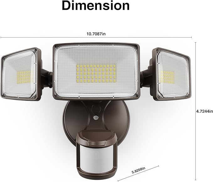 Onforu 100W LED Motion Sensor Outdoor Lights, Dusk to Dawn Flood Light Outdoor Motion Sensor, Hardwired Security Lights Floodlights Outside 11000LM 6500K Daylight IP65 Waterproof (Brown) Onforu