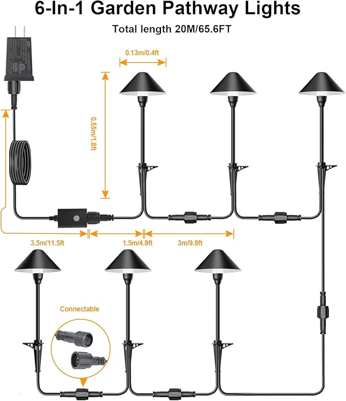 6 Pack Low Voltage Pathway Lights with Remote Timer, Low Voltage Landscape Lighting Warm White + RGB Modes, Outdoor LED Landscape Path Lights for Yard Lawn Backyard Walkway ETL Listed Transformer Neymlya
