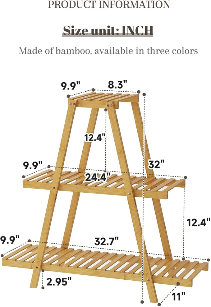 Plant Stand For Indoor Outdoor Tiered Plant Shelf 3 Tier 8 Potted Bamboo Flower Holder Ladder Rack For Multiple Triangle Table Plant Pot Stand (Natural) LifeTakesaDifferentTurn