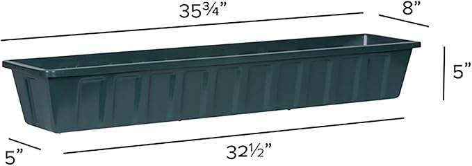 Root & Vessel Poly-Pro Plastic Flower Box Planter, Hunter Green, 36-Inch Novelty