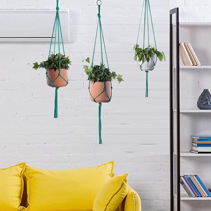 ELANE 6PCS Macrame Plant Hanger Indoor Hanging Planter Basket Decorative Tassels Flower Pot Holder for Indoor Outdoor Home Decor(6Pcs Green) ELANE