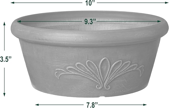 Arcadia Garden Products PSW TA25TP Plastic/Stone/Wood Composite Bulb Pan – No Drainage Hole (Drillable), Planter Bowl for Succulents, Bonsai, Fairy Gardens, Herbs,10-Inch, Taupe PSW