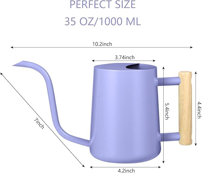 Watering Can Indoor Plants, 35oz Small Stainless Steel Metal Watering Can Modern Decorative Watering Pot with Long Spout for Indoor House Plant Bonsai Garden Flowers (Purple) GUKJOB