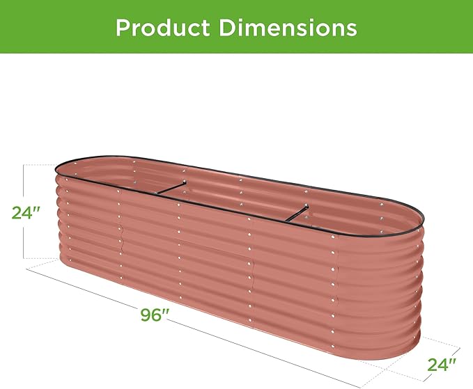 Best Choice Products 8x2x2ft Metal Raised Garden Bed, Oval Outdoor Deep Root Planter Box for Vegetables, Herbs w/ 4 Support Bars, 215 Gal Capacity - Terracotta BestChoiceProducts