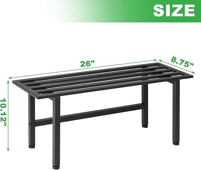 2 Pack Metal Plant Stand Outdoor Plant Shelf Indoor,1 Tier Heavy Duty Plant Stands for Multiple Plants,26" L x 10.12" H x 8.75" W,Black Dipion