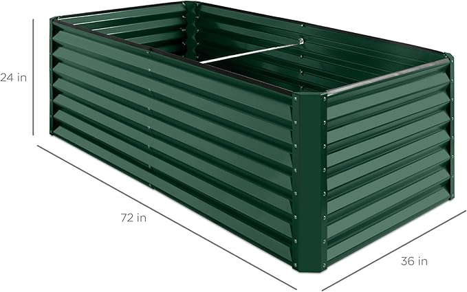 Best Choice Products 6x3x2ft Outdoor Metal Raised Garden Bed, Deep Root Box Planter for Vegetables, Flowers, Herbs, 269 Gallon Capacity, 100% Non Toxic Materials - Dark Green BestChoiceProducts