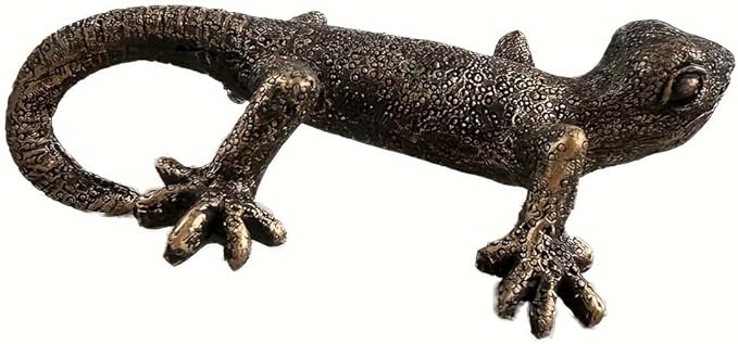 Vintage Bronze Gecko Planter Pot Hugger Flower Figurine – Resin Climbing Lizard Statue for Garden, Fairy Garden Terrarium, Outdoor Fence & Yard Decor,Versatile Home & Office Decor Rootora