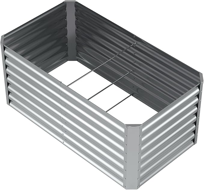 4X2X2ft (1 Pack) Galvanized Raised Garden Bed,Outdoor Planter Box Metal Patio Kit Planting Bed for Vegetables Flowers Herb Anmiro