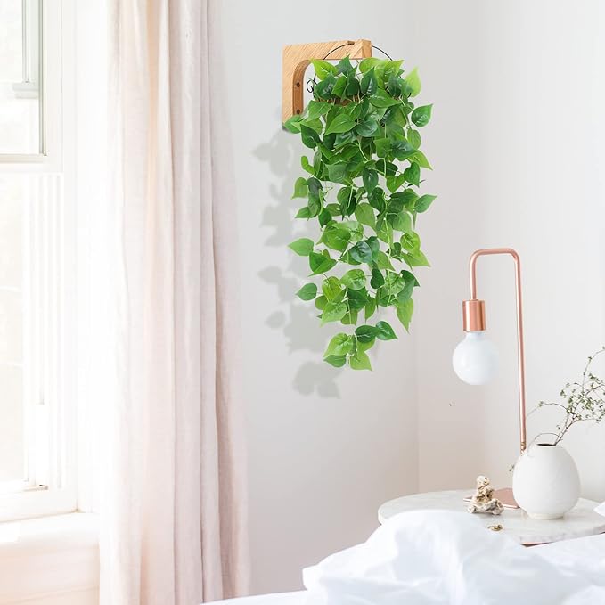 Macrame Plant Hanger, Hanging Wall Planters for Indoor Plants, Wooden Hanging Basket Hooks for Outdoor Pots Wind Chime Flower Bracket Lanterns Patio Garden Decoration (2-Pack,5-Inch) DSJIFGEW