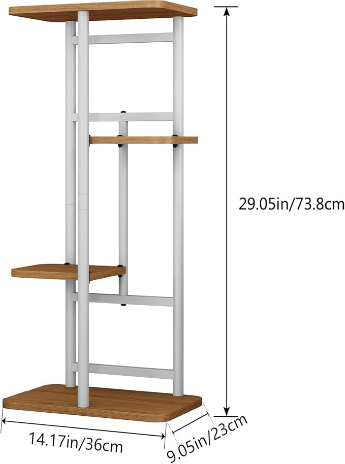 LINZINAR Plant Stand Indoor 4 Tier 5 Potted Multiple Plant Shelf Stands for Garden Corner Balcony Living Room White LINZINAR