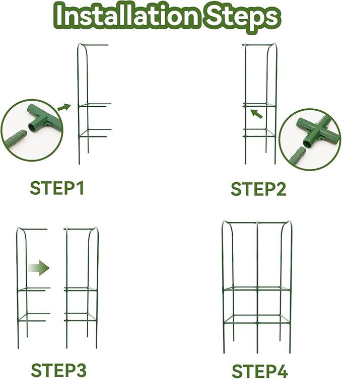 65" Tall Cucumber Trellis for Raised Bed, Garden Trellis for Climbing Plants Outdoor, U-Shape Metal Arch Vegetables Trellis Plant Support for Zucchini Squash Vines HOYEJYOU