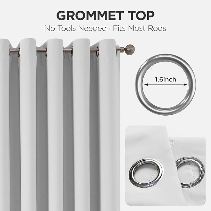 Joydeco Blackout Door Curtain for Doorway Privacy 96 Inches Long, Grommet Closet Curtain for Open Closet, Room Divider for Bedroom Living Room (Greyish White 52Wx96L, 1 Panel) JOYDECO