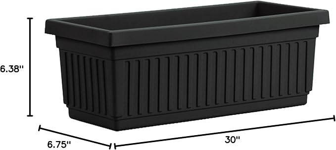 HC Companies 30 Inch Long Fluted Plastic Venetian Garden Window Container Planter Box for Succulents, Indoor or Outdoor Flowers (2 Pack), Black TheHCCompanies