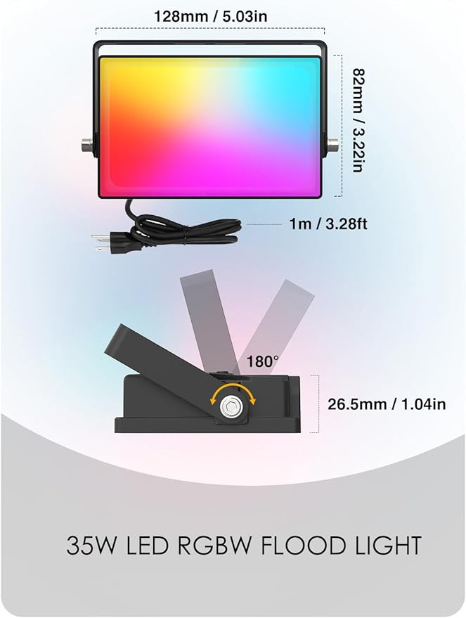 Onforu LED Flood Light Outdoor 35W Color Changing RGBW Floodlight with Remote, 2700K Warm White IP66 Stage Lighting Indoor Uplights for Events, Uplighting for Party 4 Pack Onforu