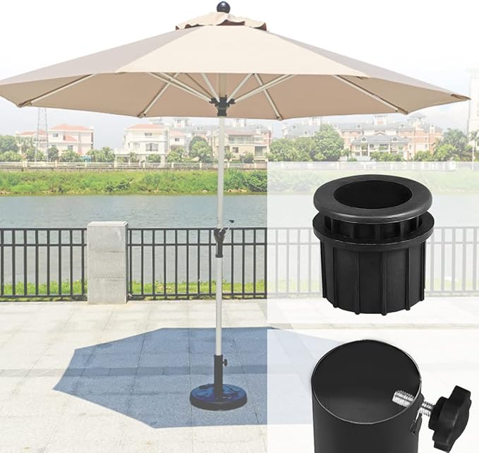 Patio Umbrella Parasol Base Stand Hole Ring Plug Cover Cap Insert with Adjust Knobs Suit for Dia 2 Inch Umbrella Pole Adapter DVECUE