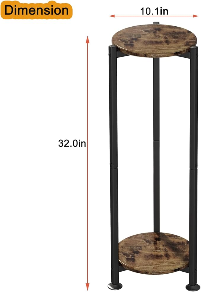 Plant Stand Indoor Corner Tall 2 Tier Metal Modern Flower Storage Plant Shelf Holder for Living Room Balcony Garden,Black (2 Tier-Black Round) YIZAIJIA
