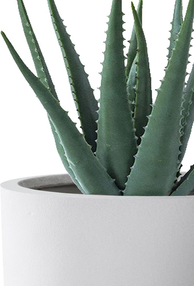 Kante 13",11",9" Dia Pure White Concrete Round Planters (Set of 3), Outdoor Indoor Modern Planter Pots, Lightweight, Weather Resistant, Seamless with Drainage Hole Kante