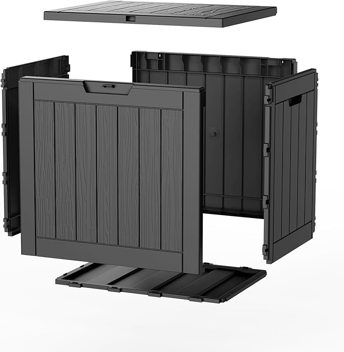 EasyUp 36 Gallon Outdoor Storage Box Waterproof, Resin Outdoor Deck Box, Deck Boxes for Garden Tools Equipment and Cushions (Black) EASYUP