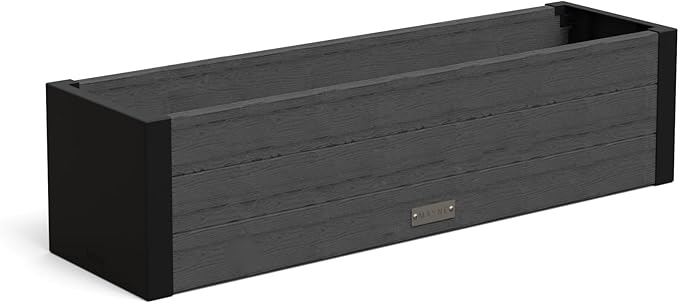 Mayne Vista 3ft Modern Window Box Planter with Panel Design and Drainage Hole Mayne