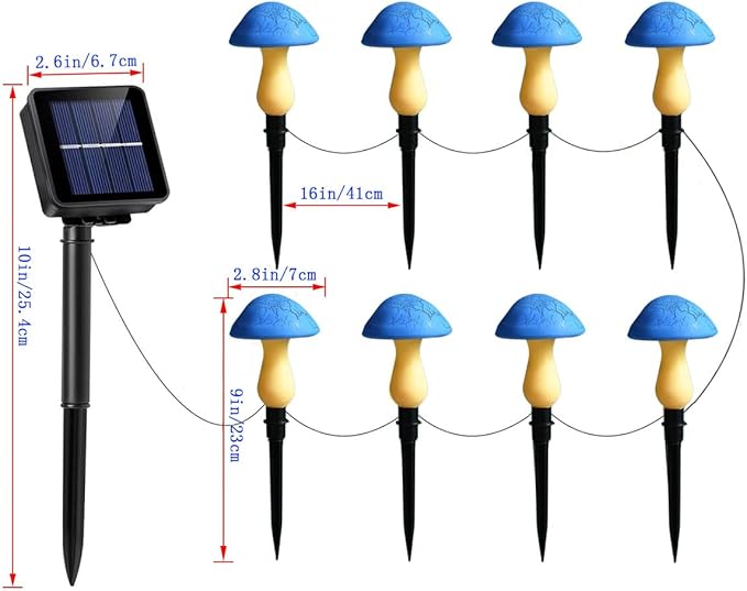 Solar Mushroom Lights Garden Decor 8 Blue Crack Mushrooms Outdoor Decor Stake Lights, Waterproof Solar Pathway Light Gardening Gifts for Landscape Easter Gnomes Yard Halloween Christmas Decorations Viewpick