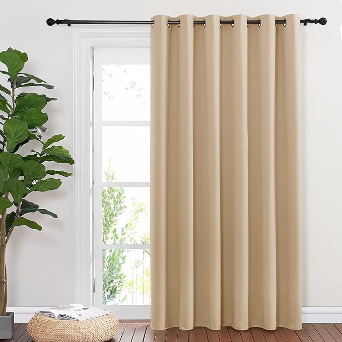NICETOWN Sliding Door Blinds Window Treatment, Blackout Patio Door Curtain Panels, Privacy Thermal Drapes for Department (Biscotti Beige, W80 x L84) NICETOWN