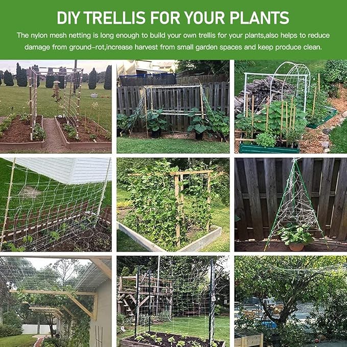 Trellis Netting, CANAGROW Heavy-Duty Garden Plant Trellis Netting for Climbing Plants, Outdoor Indoor Grow Net for Beans Tomatoes Peas Pumpkin Flowers, 6x30ft, 1 Pack CANAGROW