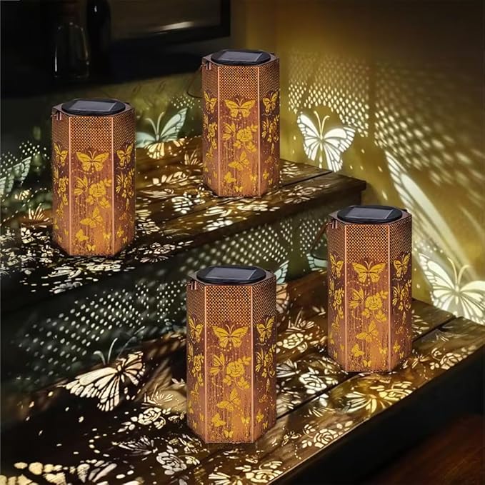 Mothers Day Gifts for Mom Grandma - Birthday Gifts for Women, 4 Pack Butterfly Solar Lanterns Outdoor Waterproof - Butterflies Solar Lights Outdoor Garden Decor for Outside Eandisom