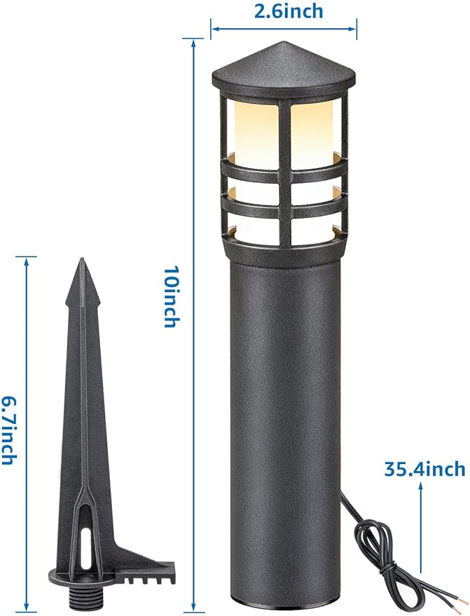 SUNVIE 4-Pack Low Voltage Pathway Lights 3W 3000K 12-24V LED Landscape Bollard Path Lights with Connectors CRI 90+ Aluminum Outdoor Landscape Lighting for Walkway Yard Garden, ETL Listed Cord SUNVIE