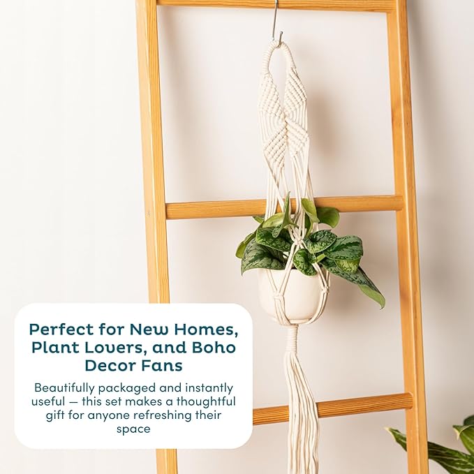 Nook Theory 6-Pack Macrame Plant Hangers with 12 Hooks - Hanging Planters for Indoor Plants, Boho Macrame Hangers Indoor Outdoor, Decorative Plant Hanger Indoor (Caramel) NookTheory