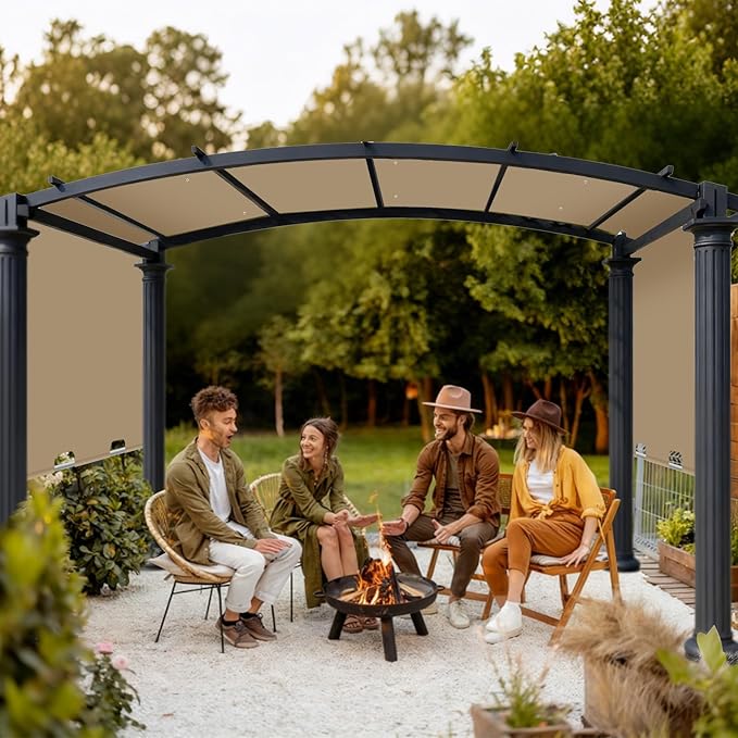 85'' x 208'' Universal Pergola Replacement Cover for Doubleton Steel Pergola L-PG080PST, Waterproof Sunshade Canopy Top for Patio Gazebo, Deck, Porch, Yard, Outdoor Cover Only (Khaki) AMADECOHOME