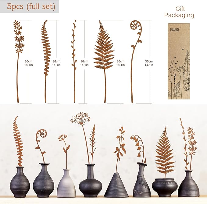 Metal Flowers for Outside,Garden Stakes Decorative,Flower Bed Decor Plant Stakes,Garden Statues Outdoor Clearance,Metal Yard Art Outdoor,Plant Decorations for Pots Rootora