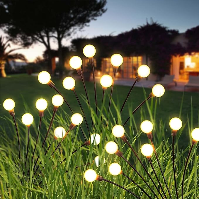 Solar Garden Lights Outdoor, 10 Pack 60LED Waterproof Solar Powered Lights for Yard Pathway Patio, Swaying Lawn Decor as Gardening Gifts for Women Holiday NBQQ