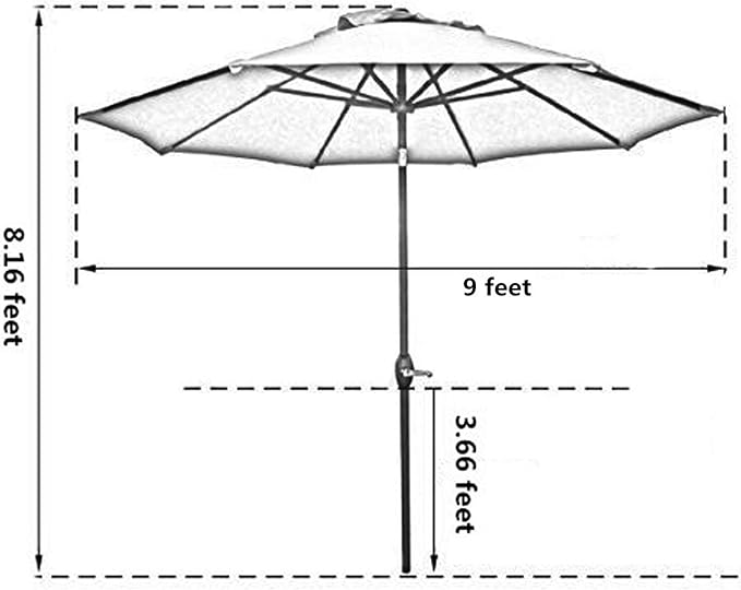 Sunnyglade 9' Patio Umbrella Outdoor Table Umbrella with 8 Sturdy Ribs (Dark Green) Sunnyglade