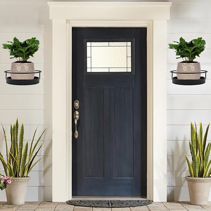 ARTORA Wall Mounted Plant Holder, 2 Pack Metal Flower Pot Wall Hanging Shelf Black Indoor Outdoor Decorative Floating Shelves Planter Hanger Racks for Bedroom Living Room Porch Balcony Decor ARTORA