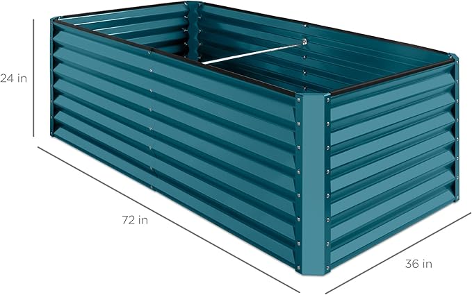 Best Choice Products 6x3x2ft Outdoor Metal Raised Garden Bed, Deep Root Box Planter for Vegetables, Flowers, Herbs, 269 Gallon Capacity, 100% Non Toxic Materials - Peacock Blue BestChoiceProducts