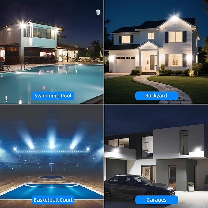 200W LED Flood Lights Outdoor, 2pack 20000lm Bright Led Work Light with Plug, 6500k Daylight White Outdoor LED Lights, IP66 Waterproof Patio Lighting GANGZHIZI