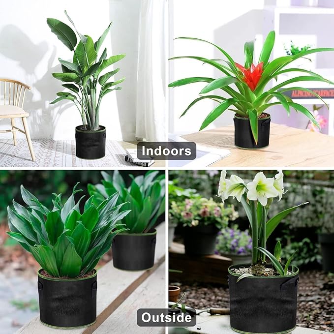 Grow Bags-15 Gallon, Garden Plant Bags with Handles, Thickened Nonwoven Fabric Aeration Planting Pots, Vegetable Gardening Fabric pots with Plant Tags & Seedling Bags(6Pack Potato Grow Bags) Createagardenyoulove