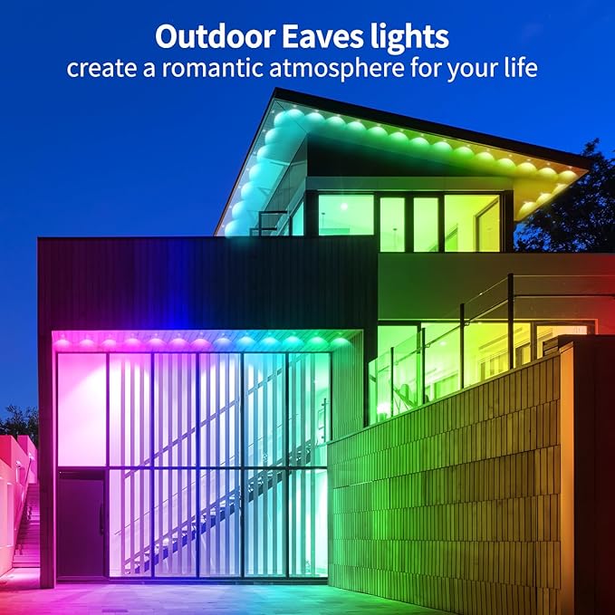 300ft Permanent Outdoor Light, RGB Outdoor eave Light,IP67 Waterproof LED eave Lights,Suitable for Party, Daily,Halloween,Christmas,Rooftop,Garden,Patio(2 Rolls of 150ft) Rootora