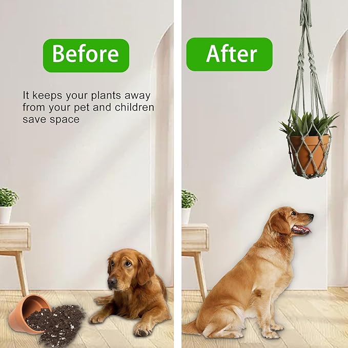 Artilady Macrame Hanging Planter for Indoor Plants, Boho Woven Plant Hanger Large Hanging Flower Pot Holders Outdoor Baskets Storage No Tassels Sage Green Wall Decor (Sage Green-2pcs) Artilady