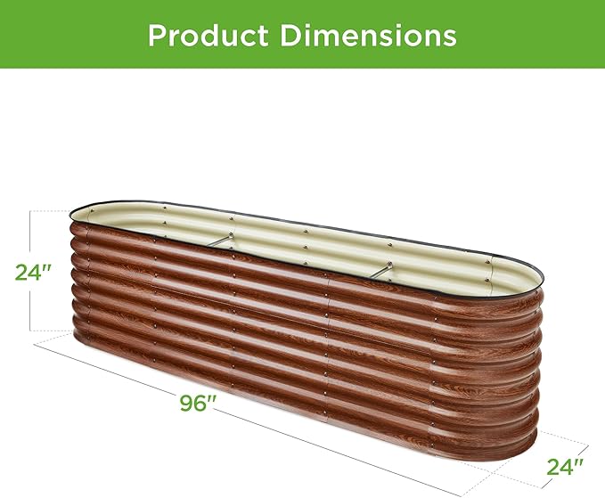 Best Choice Products 8x2x2ft Metal Raised Garden Bed, Oval Outdoor Deep Root Planter Box for Vegetables, Herbs w/ 4 Support Bars, 215 Gal Capacity - Wood Grain BestChoiceProducts