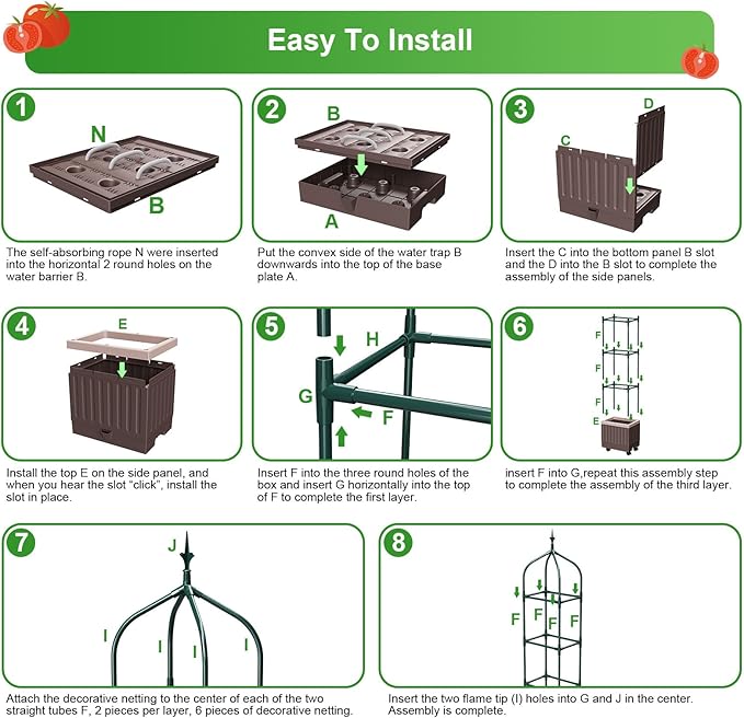 Raised Garden Bed Planter Boxes with Trellis,1pcs 70.9"Self-Watering Tomato Planter Boxes with Trellis for Climbing Vegetables Plants Flowers Tomato with Wheels,Use for Indoor Outdoor (Brown) MQHUAYU
