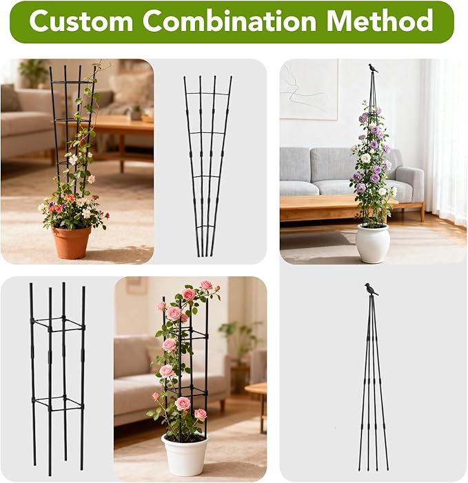 2 Pack Garden Trellis for Climbing Plants Outdoors, 70inch Tower Obelisk Trellis for Potted Climbing Plants, Plant Support for Potted Flowers, Roses, Tomatoes, Cucumbers & Vegetables Lazzmonk
