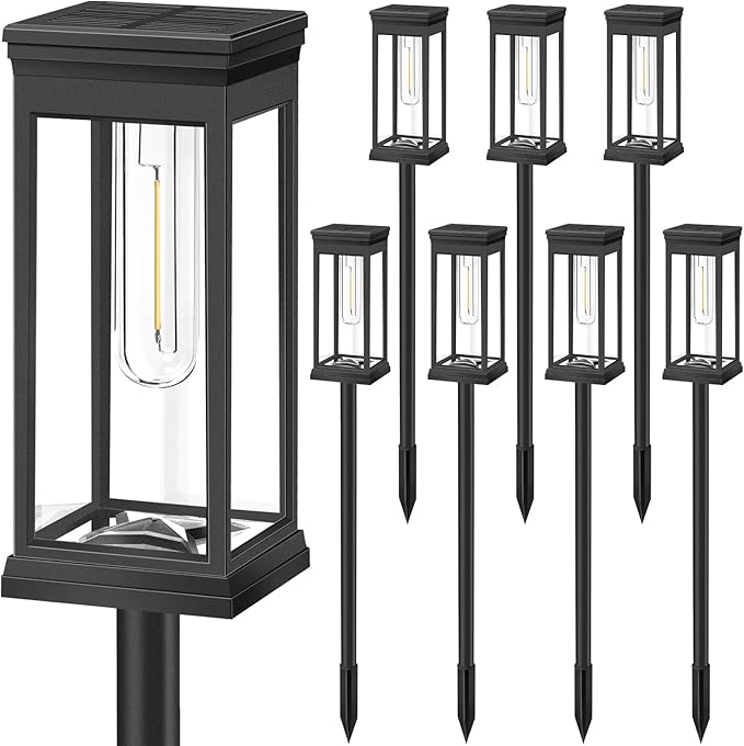 BesLowe Upgraded Solar Pathway Lights Outdoor, 8-Pack Large LED Solar Light Outdoor Waterproof, Super Bright Outside Lights for Yard, Sun-Powered Landscape Lighting for Garden Walkway, Warm White BringYouBrightFuture
